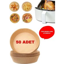 50 Adet Yuvarlak Model Airfryer Pişirme Kağıdı Hijyenik Yağlı Kağıt Havalı Fritöz Pişirme Kağıdı