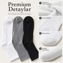 Beruflic Erkek Spor Çorap 6'lı | Penye Pamuklu Havlu Tabanlı Uzun Konç, Dikişsiz Burun, Siyah Gri Beyaz