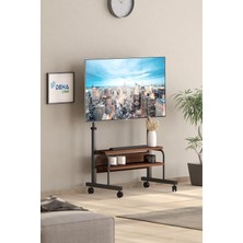 Frenli Tekerlekli Yükseklik Ayarlı Tv Duvar Paneli Tv Standı Konsol Hareketli Televizyon Ünitesi
