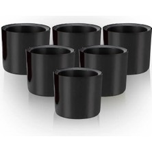 6 Adet Mimoza 7cm Siyah 0,2 Litre Mini Boy Kaktüs Sukulent Saksısı Süzgeçli Minik Parlak Saksı 7 cm