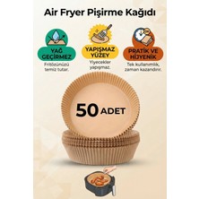 Air Fryer Pişirme Kağıdı 50 Adet Tek Kullanımlık Yağ Geçirmez Yapışmaz Hava Fritöz Kağıdı