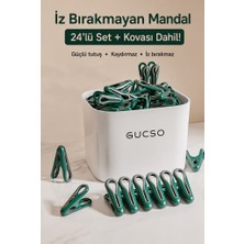 Gucso 24'lü Çamaşır Mandalı Iz Bırakmayan Güçlü Tutuşlu Plastik Mandal Seti Saklama Kutulu
