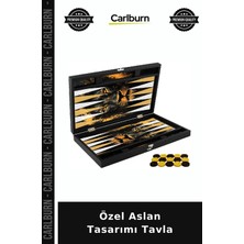 Carlburn Özel Üretim Hediyelik Geleneksel Oyun Seti Dekoratif Özel Aslan Tasarımı Tavla