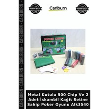 Carlburn Özel Üretim Hobi Metal Kutulu 500 Chip ve 2 Adet Iskambil Kağit Setine Sahip Poker Oyunu ALK3540