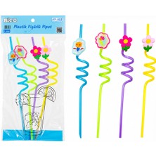 Efnaz Style 4pcs Kıvrımlı - Renkli Plastik Pipet Figürlü=mix