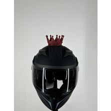 3dpazarıcom Motor & Motosiklet Kırmızı Simli Taç Kask Dış Aksesuar