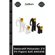 Carlburn Özel Üretim Ev Aksesuarı Hediye Salon Biblo Dekoratif Polyester 2'li Fil Figürü Seti ALK5356