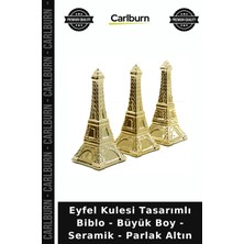 Carlburn Özel Üretim Dekoratif Gold Salon Eyfel Kulesi Tasarımlı Biblo - Büyük Boy - Seramik - Parlak Altın