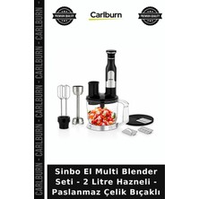 Carlburn Özel Üretim Pratik Doğrayıcı Sinbo El Multi Blender Seti - 2 Litre Hazneli - Paslanmaz Çelik Bıçaklı