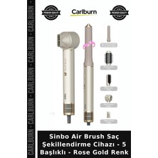 Carlburn Özel Üretim Hacimlendirici Sinbo Air Brush Saç Şekillendirme Cihazı - 5 Başlıklı - Rose Gold Renk
