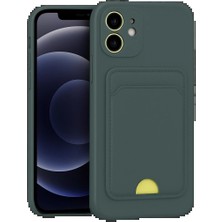 Apple iPhone 11 Kılıf Kelvin Kartvizitli Silikon - Koyu Yeşil