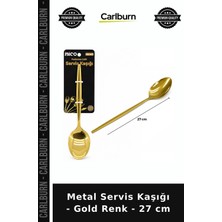 Carlburn Özel Üretim Şık Mutfak Sunum Ergonomik Metal Servis Kaşığı - Gold Renk - 27 cm