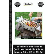 Carlburn Özel Üretim Kamp Piknik Mangal Taşınabilir Paslanmaz Çelik Katlanabilir Kömür Izgara 86 × 20 × 33 cm
