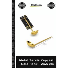Carlburn Özel Üretim Mutfak Gereci Şık Sunum Yemek Servisi Metal Servis Kepçesi - Gold Renk - 24.5 cm