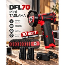 DFL70 Mini Taşlama 12V 2.0AH Li-Ion Çift Akülü 76 mm Kesici Disk 10 Adet Kesici Taş Hediyeli