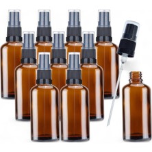 Odea 10 x Eczacı Şişesi / Aroma Terapisi Cam Şişeleri, Yedek Şişeler, GL18, Siyah, Püskürtücü / Püskürtücü