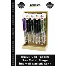 Carlburn Özel Üretim Manevi Hediyelik Küçük Cep Tesbihi - 33'lü - Taş - Metal Simge Imameli - Karışık Renk