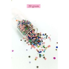 Bin1çeşit Dökme Cam Kum Boncuk (8/0) 3 mm - 20 Gram - Çok Renkli - BNC158