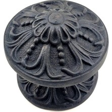 Efnaz Style Antika Tarz Dekoratif Pirinç Çiçekli Kapı Tokmağı - 80 mm Çap, Oksit