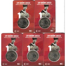 Emir Koleksiyon Coin & Paper Collection 2023 Cumhuriyet'in 100.YILI Hatıra 5 Lira Özel Kırmızı Kitinde 5 Adet Çil
