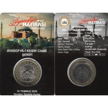 Emir Koleksiyon Coin & Paper Collection 2020 Yılı Ayasofya-I Kebir Camii Şerifi Yeniden Ibadete Açılışı Hatıra 1 Türk Lirası Kitinde Çil