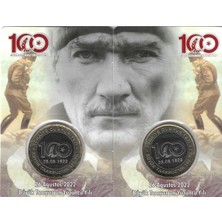 Emir Koleksiyon Coin & Paper Collection 2022 Yılı Büyük Taarruz Un 100.YILI Hatıra Parası Özel Folder Içinde Ters Düz Takım Çil