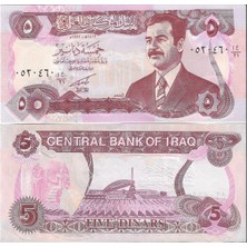 Emir Koleksiyon Coin & Paper Collection Irak Saddam Hüseyin 1992 Yılı 5 Dinar Yabancı Kağıt Para Çil Unc Koleksiyon Para