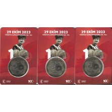 Emir Koleksiyon Coin & Paper Collection 2023 Cumhuriyet'in 100.YILI Hatıra 5 Lira Özel Kırmızı Kitinde 3 Adet Çil