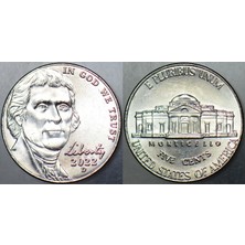 Emir Koleksiyon Coin & Paper Collection Amerika 5 Cent 2022 D Jefferson Nıckel. Çilaltı+