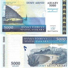 Emir Koleksiyon Coin & Paper Collection Madagaskar Hatıra 5000 Ariary Yabancı Kağıt Para Çil Unc Koleksiyon Para
