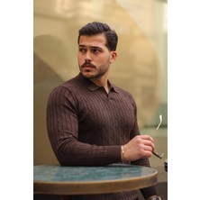 Serac Collection Erkek Saç Örgü Desen Uzun Kollu Triko
