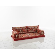 Odea Şark Köşesi Minder Takımı Kırmızı Ahşapsız Süngerli Kılıflı Sofa