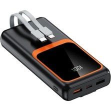 Odea 20000 Mh Pd 20W ve USB 22.5W Hızlı Şarj Dahili Type C ve Lightning Kablolu Dünya Standartlarına Uygun Polymer Batarya Birebir Amper LCD Göstergeli Powerbank