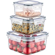 Mythriva Plastik 3 Lü Contalı Yuvarlak Saklama Set 400 800 1350 ml
