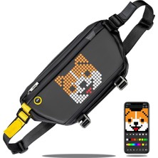 Mythriva Divoom Pixoo Pixel Art Sling Bag Göğüs Çantası, Sırt Çantası, Omuz Çantası, Uygulama Kontrollü 16 x 16 LED Ekran Kemer Çantası, Su Geçirmez, Erkekler ve Kadınlar Için Spor Çantası