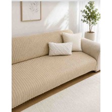 Toprak Sport Toprak & Home Premium Şönil Koltuk Örtüsü 175X215 cm Kesik Çizgi Desenli Kaymaz Yıkanabilir Jakarlı Çekyat Kanepe Örtüsü