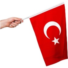 Mythriva Türk Bayrağı 50X75 cm Alpaka Kumaş - Sopalı (Renkli)