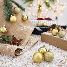 Mythriva Yenigeldi 12'li Gold 4 cm Yılbaşı Topu, Noel Topu,çam Ağacı Topu, Süs Topu, Gold