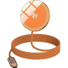 Mythriva Tr Manyetik Kablosuz Şarj Cihazı Compatible With Magsafe, 25W (Orange Hermes)