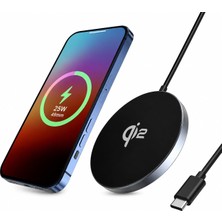 Mythriva Tr Qi2 Sertifakalı 25W Manyetik Kablosuz Şarj Cihazı, Kablosuz Teknoloji, Ios ve Android ile Uyumlu, Alüminyum Alaşım 4.9mm Incelikte Telefonlar ve Kulaklıklar Için