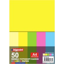 Mythriva Bigpoint A4 Renkli Fotokopi Kağıdı 5 Renk 50'li Paket