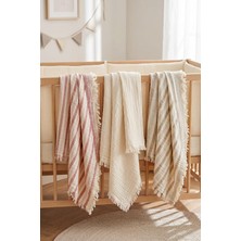 Mythriva Tr Çift Katlı Müslin Örtü 3'lü Set Yenidoğan Bebek Battaniyesi 85X95 cm Bebek Pikesi Puset Örtüsü Sweet