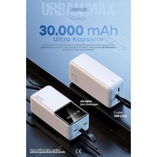 Mythriva Tr 30000MAH Powerbank LCD Ekranlı Taşıma Askılı Güçlü Taşınabilir Şarj Cihazı Beyaz, 17500