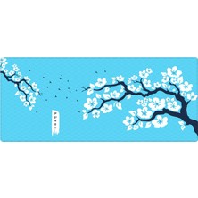 Mythriva Tr Gaming Sakura Mouse Pad 70X30 Cherry Blossom Mouse Pad Xxl Büyük Oyuncu Mouse Altlığı Kiraz Çiçeği Mousepad (Turkuaz-Beyaz, 70X30 cm 3mm Kalınlık)