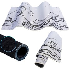 Mythriva Tr Gamer Mouse Pad 70X30 Mouse Pad Xl Büyük Oyuncu Beyaz Mousepad (Beyaz Kanagawa, 70X30 cm 3mm Kalınlık)