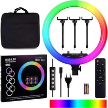 Mythriva Tr MJ18 18 Inç Rgb Ring Light – Tripodlu Profesyonel LED Çekim Işığı, Uzaktan Kumandalı Yayın Lambası, Tiktok Youtube Selfie Işığı