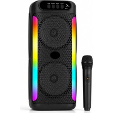 Mythriva Tr Güçlü Rgb Hoparlör, Net Pürüzsüz Ses Kalitesi, Güçlü Bass Performansı, Kablolu Mikrofonlu, Uzun Şarj Ömürlü, Kesintisiz Bluetooth Bağlantılı, Ev Ofis Işyeri Parti Karaoke Için Kablosuz Rgb Hoparlör