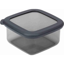 Mythriva Tr Gri Kare Saklama Kabı Silikon Kapak Hava Geçirmez Kuru Baklagil Kahve Bakliyat Makarna Kuruyemiş Kutusu Çeyiz Seti (1 Adet, 400 Ml)
