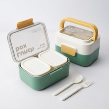 Mythriva Tr Deconox Paslanmaz Çelik Hazneli Kulplu Yemek Kabı 1010 Ml, Bölmeli Lunch Box Seti, Çatal Kaşık Dahil, Kilitli Kapaklı Taşıma ve Saklama Kabı, Renkli Desenli