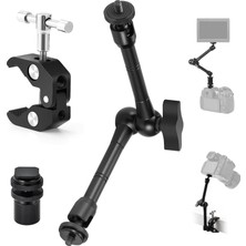 Mythriva Tr Profesyonel Magic Arm Dslr Kamera Tutucu Süper Kelepçeli Mengene Stand, 1/4 3/8 Dişli Flaş Pabuçlu Esnek Mafsallı Kol Tripod Masa Gidon Monitör Mikrofon Aksiyon Kamera Sabitleme, MG01, Siyah
